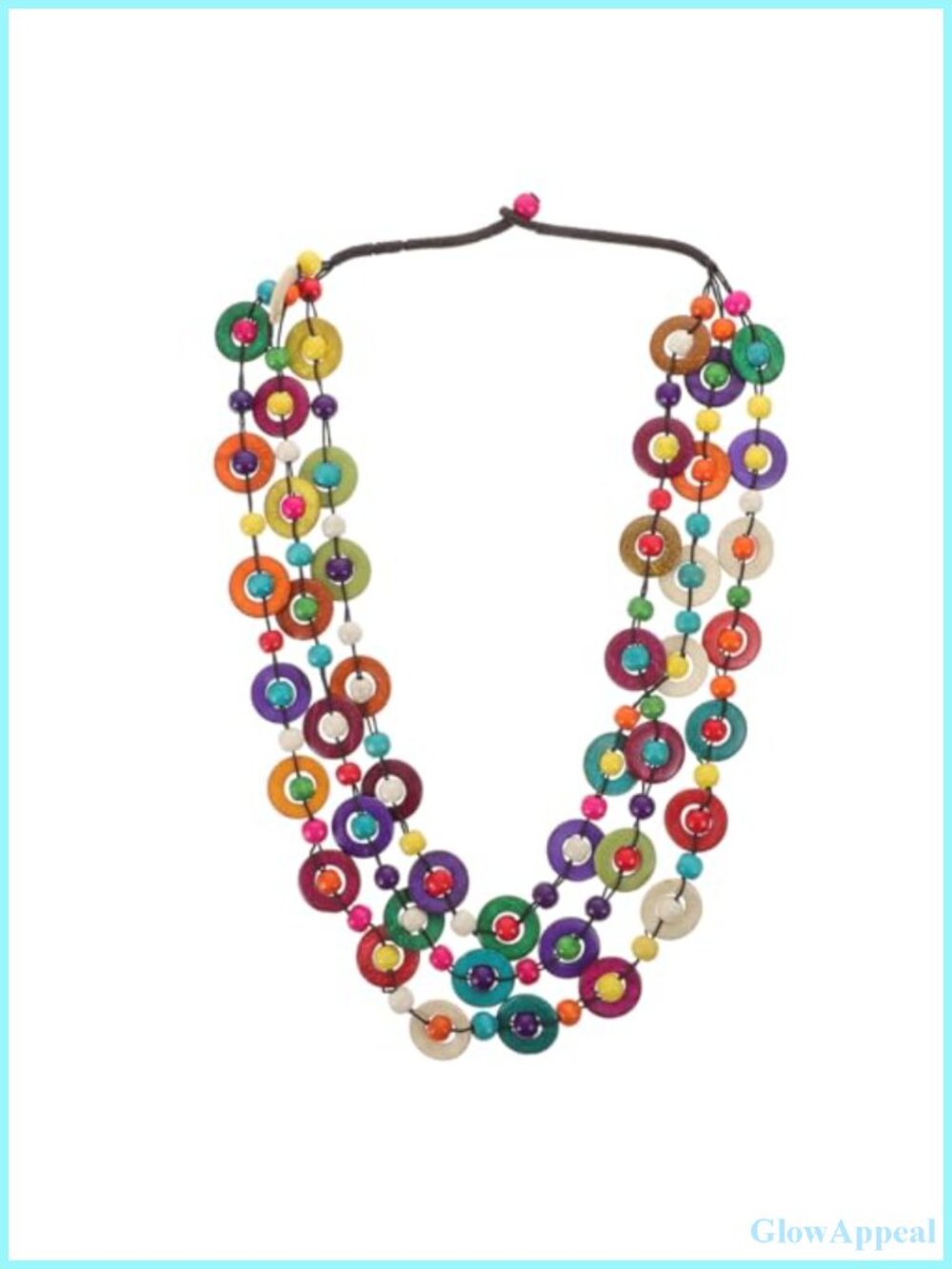 Bohemian Shell Wood Bead Necklace Multi Layer Statement Collar Handmade Beaded